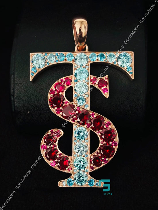 Custom Alphabet Letter Color Diamond Bust Down Pendant