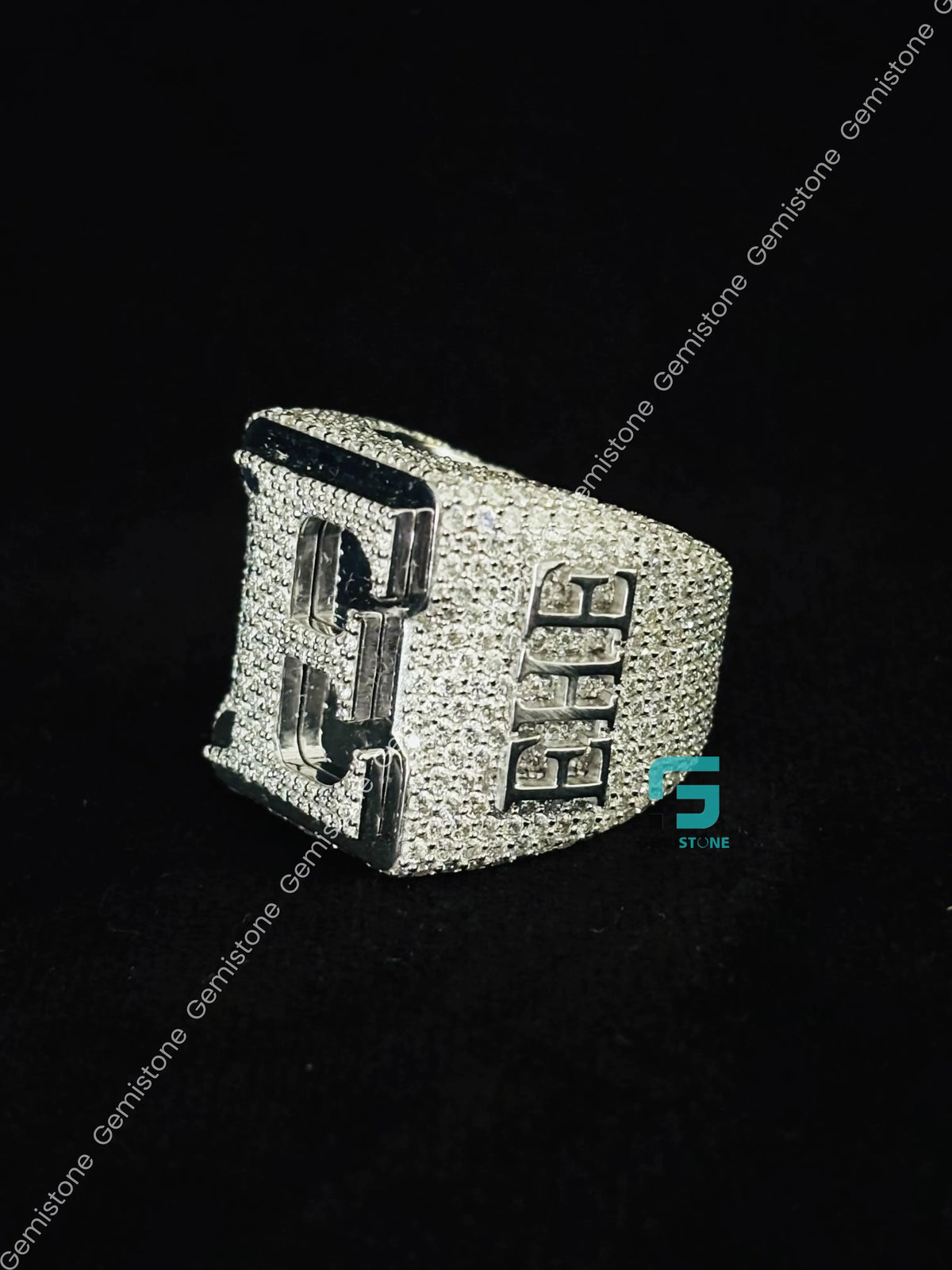 Custom Letter and Number Moissanite Iced Out Ring