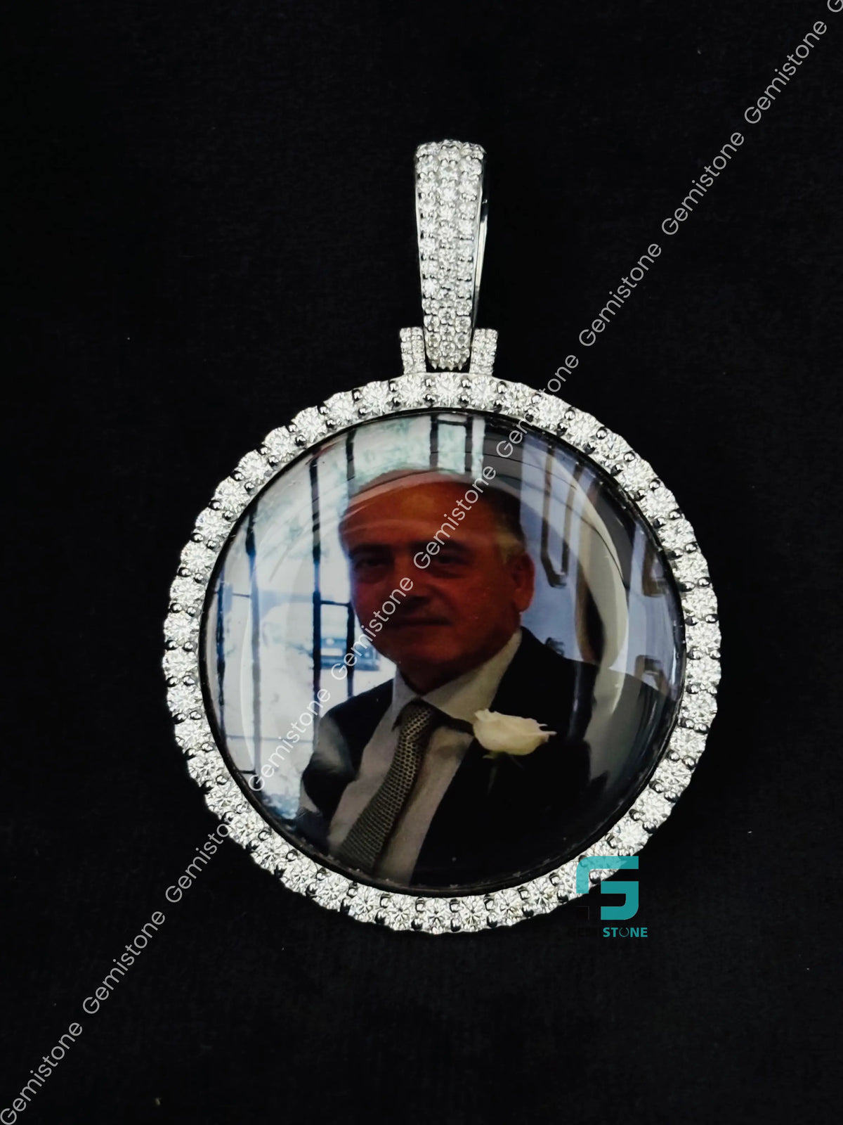 Big Bezel Custom Memory Photo Moissanite Iced Out Pendant