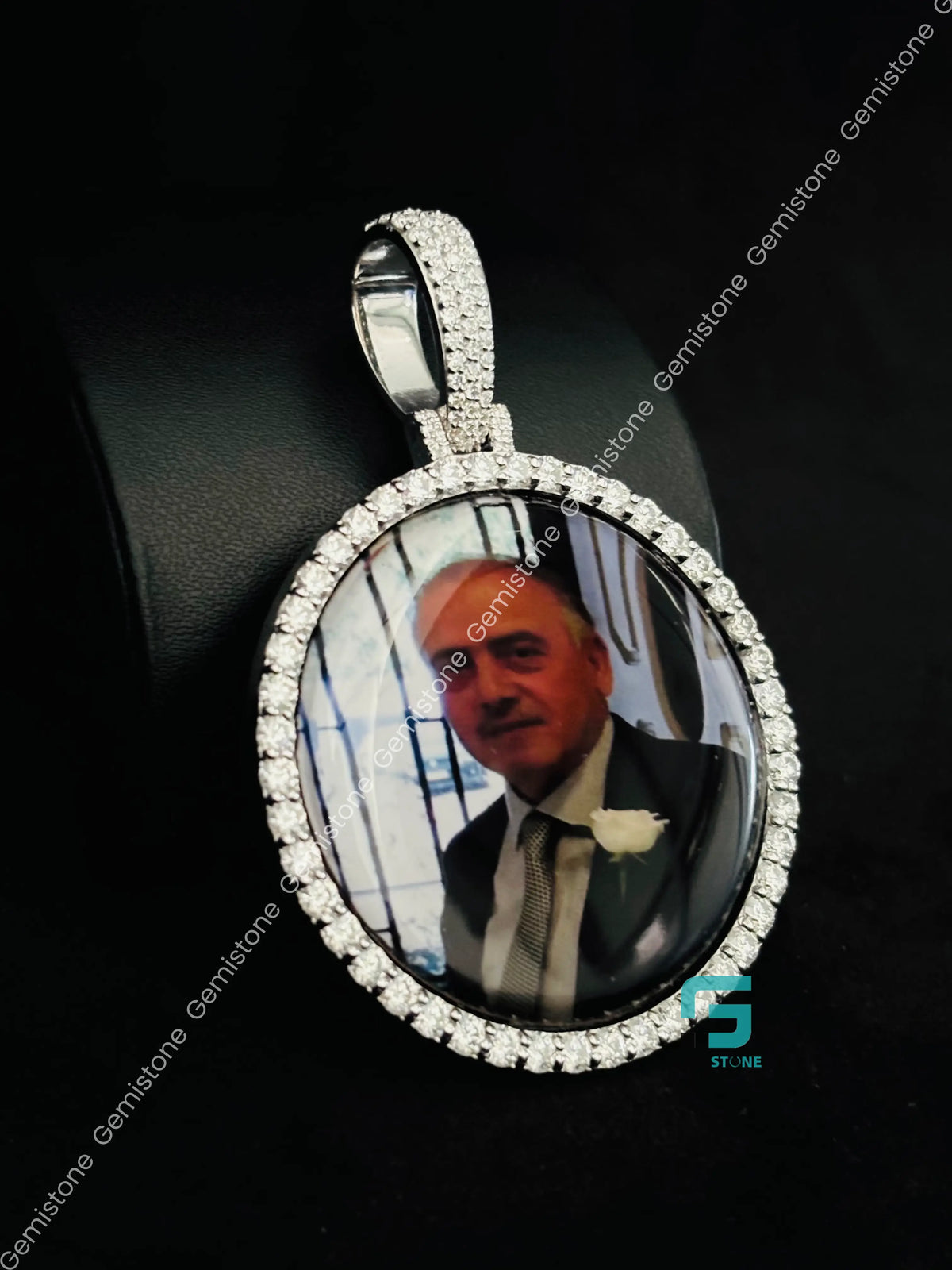 Big Bezel Custom Memory Photo Moissanite Iced Out Pendant
