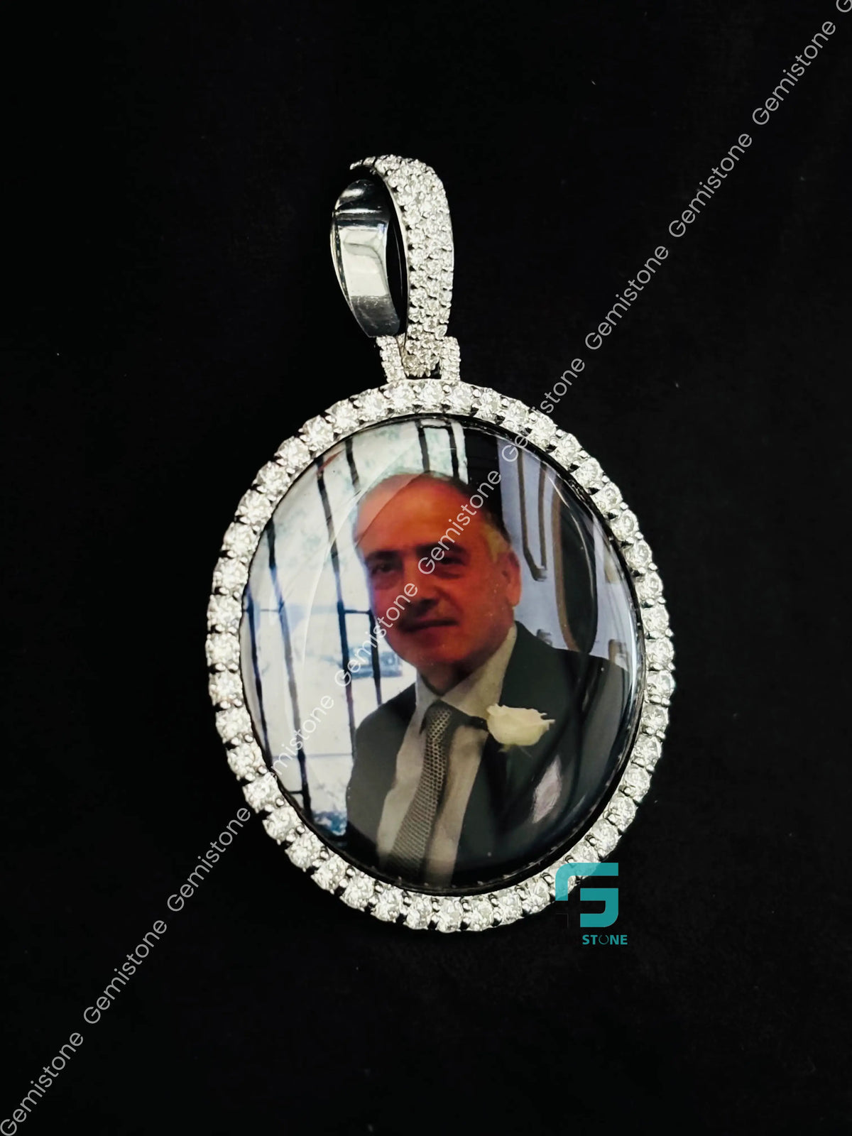 Big Bezel Custom Memory Photo Moissanite Iced Out Pendant