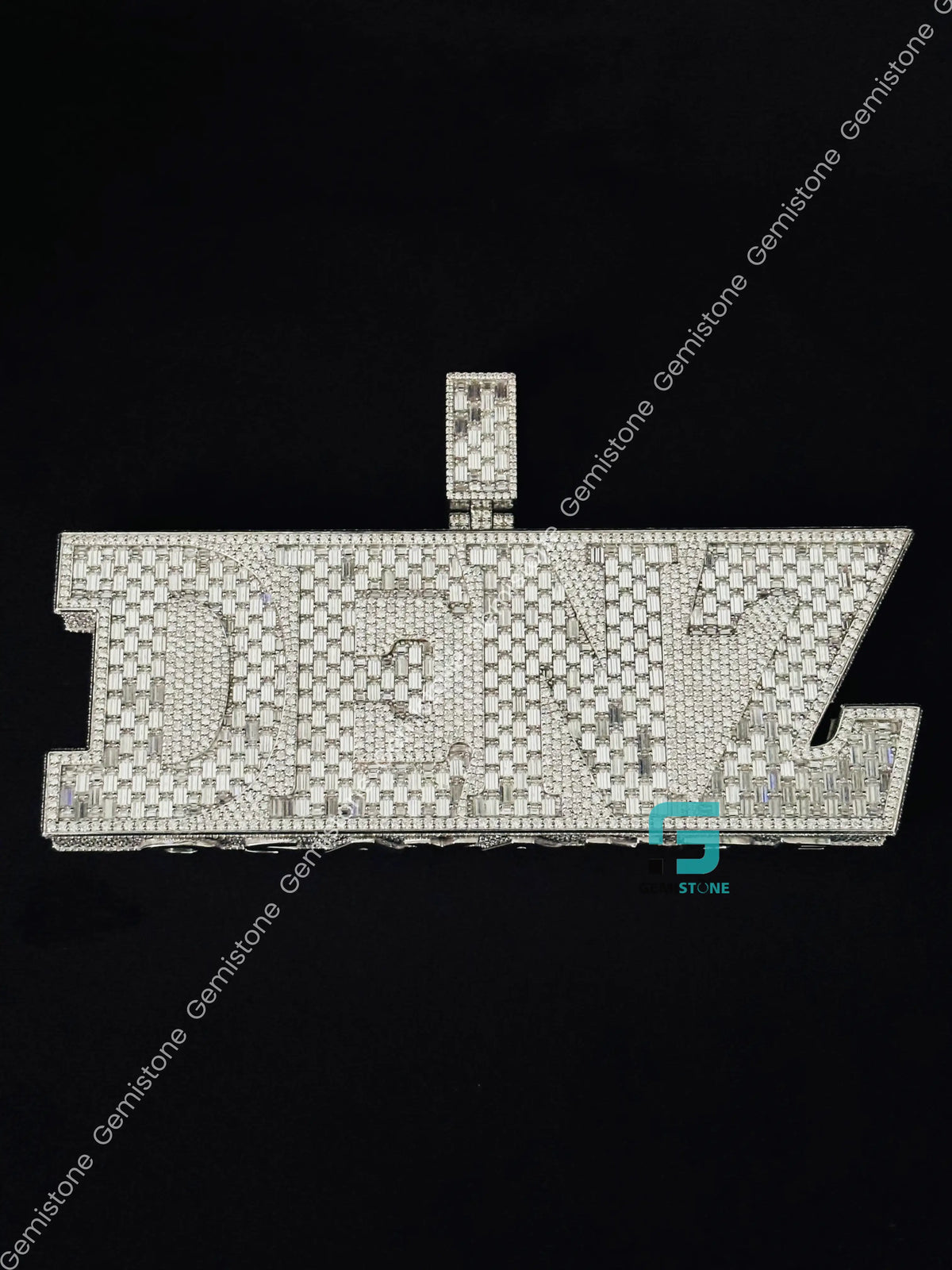 Baguette & Round Moissanite Name DENZ Rappers Pendant