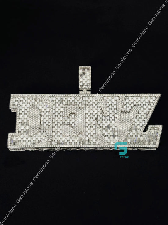 Baguette & Round Moissanite Name DENZ Rappers Pendant