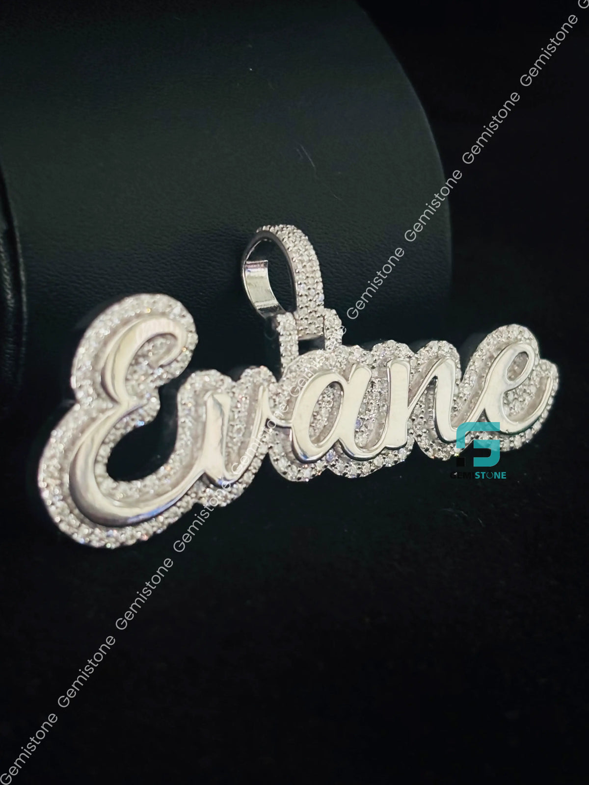 EVANE Initial Name VVS Moissanite Charm Pendant in 925 Silver