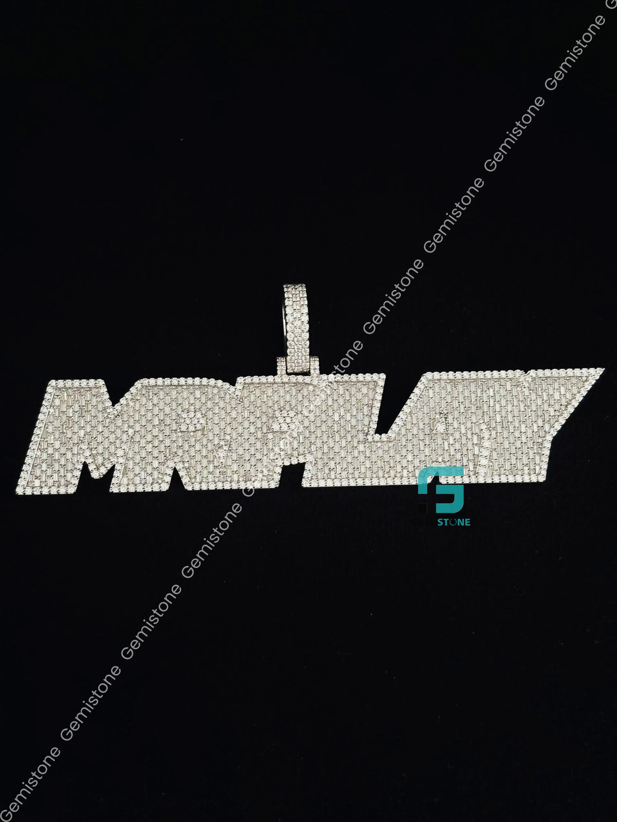 Custom Iced Out MRPLAY Name Moissanite Bust Down Pendant