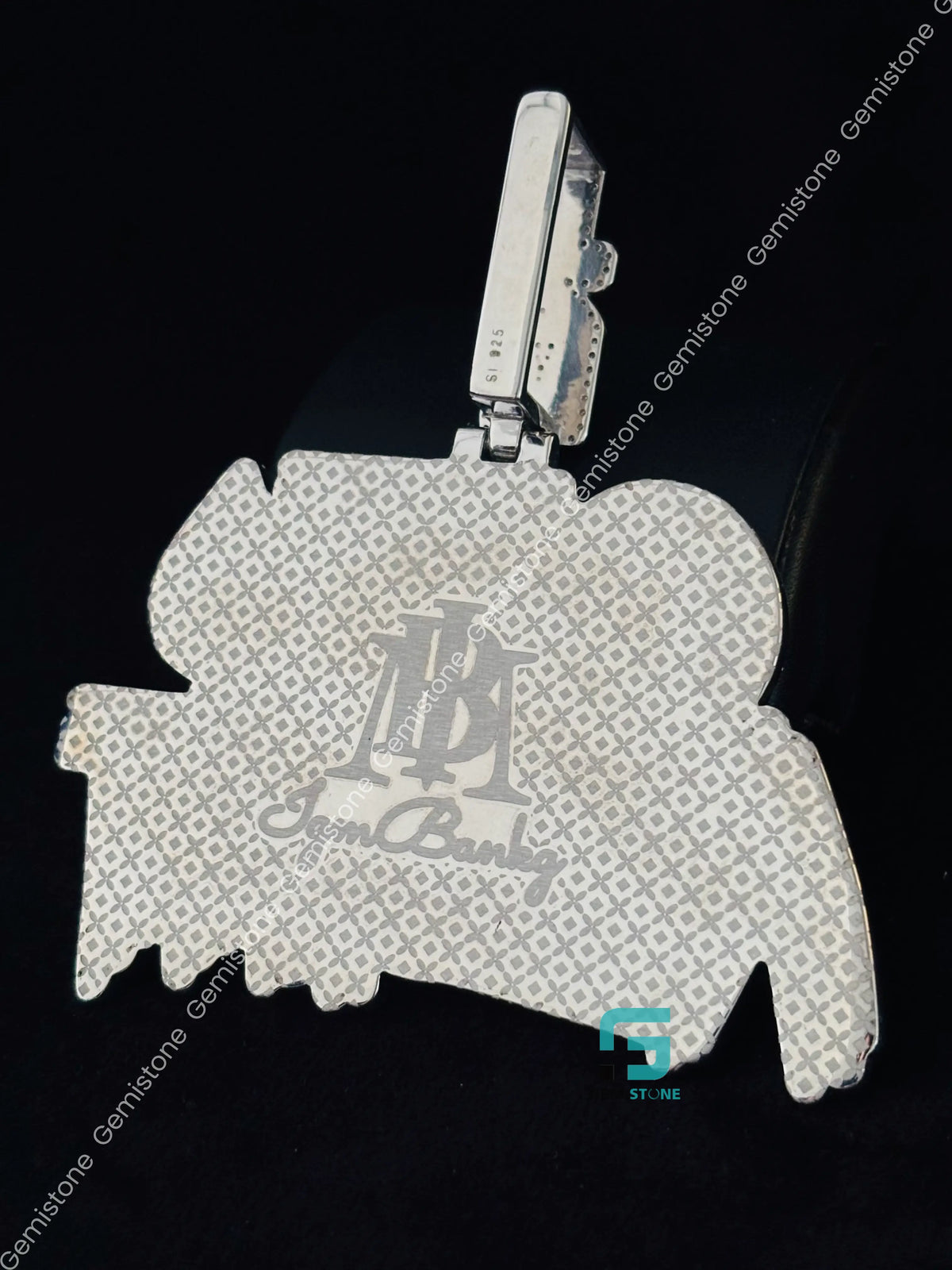 925 Silver Intial Name GEE NIGHT Moissanite Iced Out Pendant