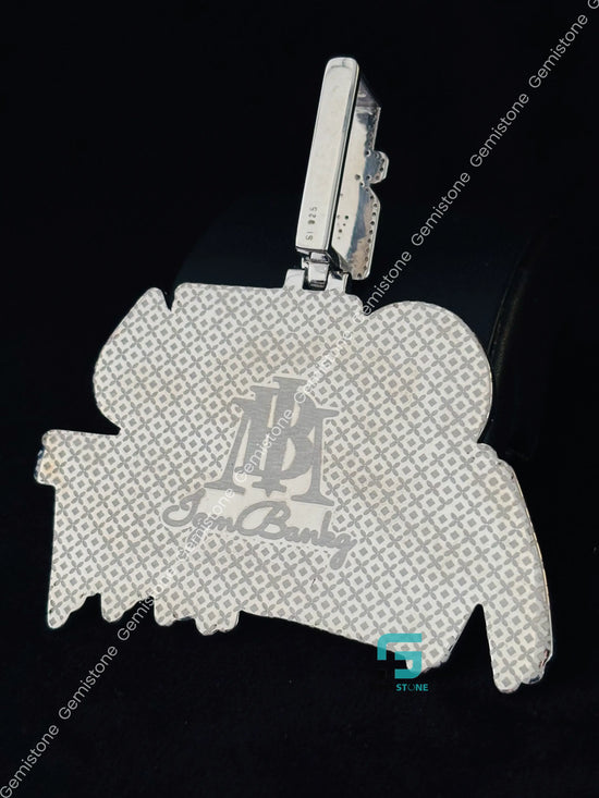 925 Silver Intial Name GEE NIGHT Moissanite Iced Out Pendant