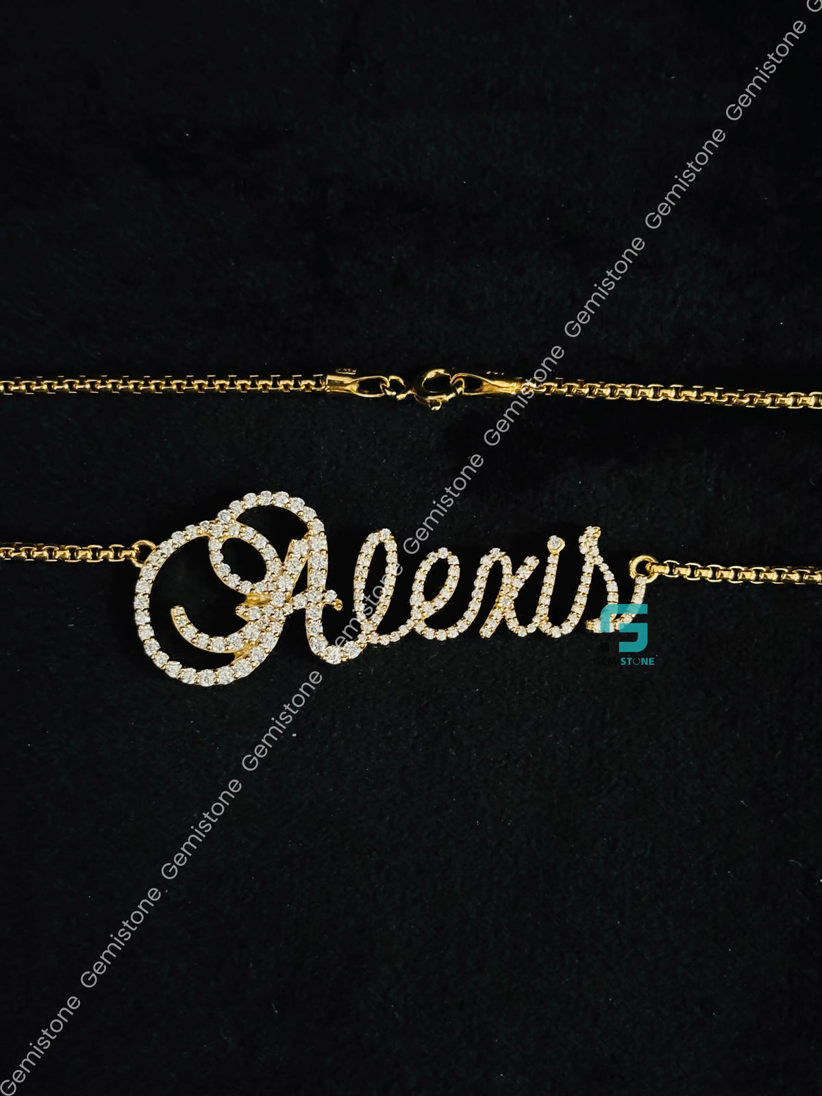 925 Silver Custom Initial Name Moissanite Pendant Necklace