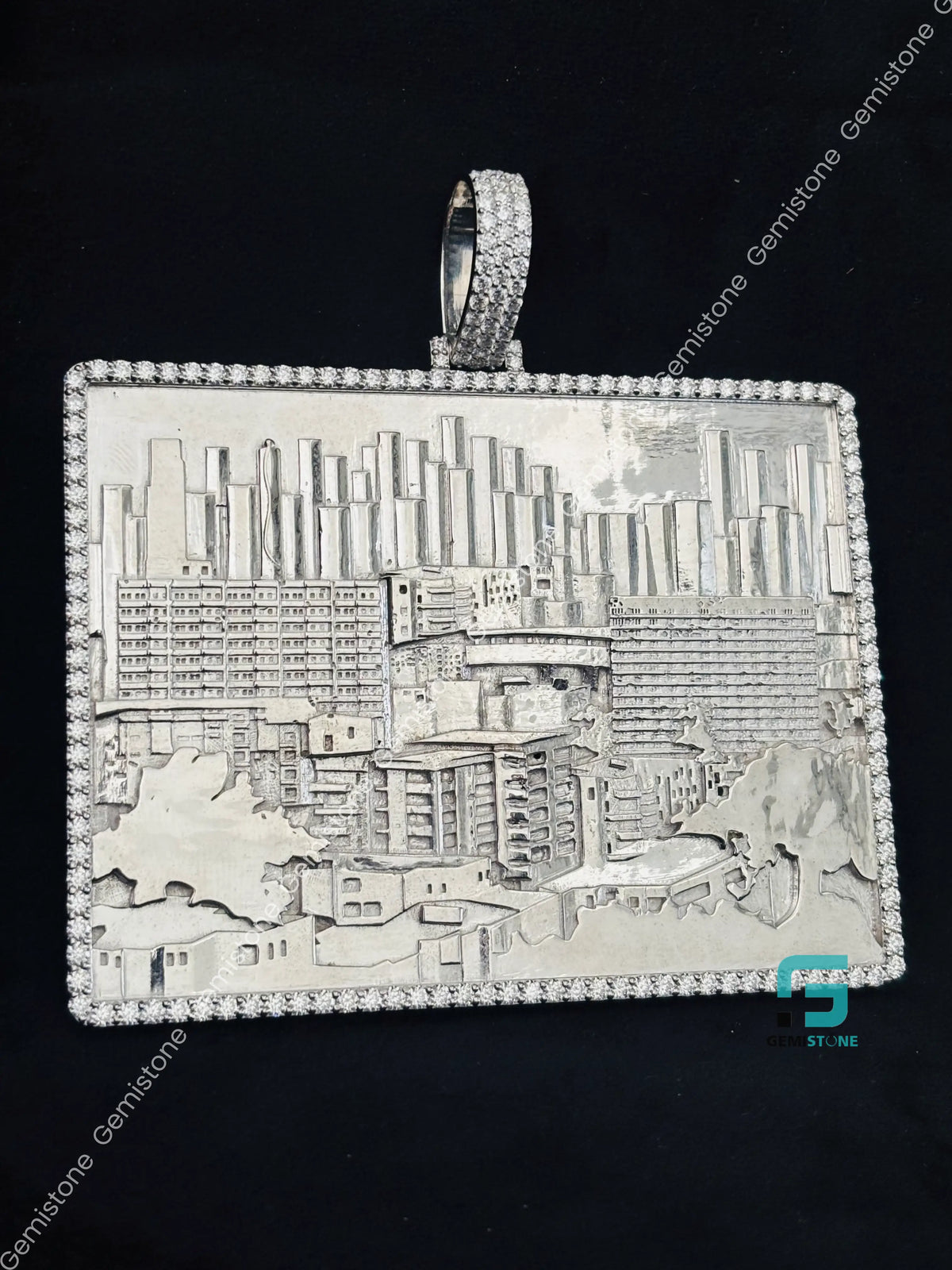 Custom Moissanite City Pendant in 925 Sterling Silver