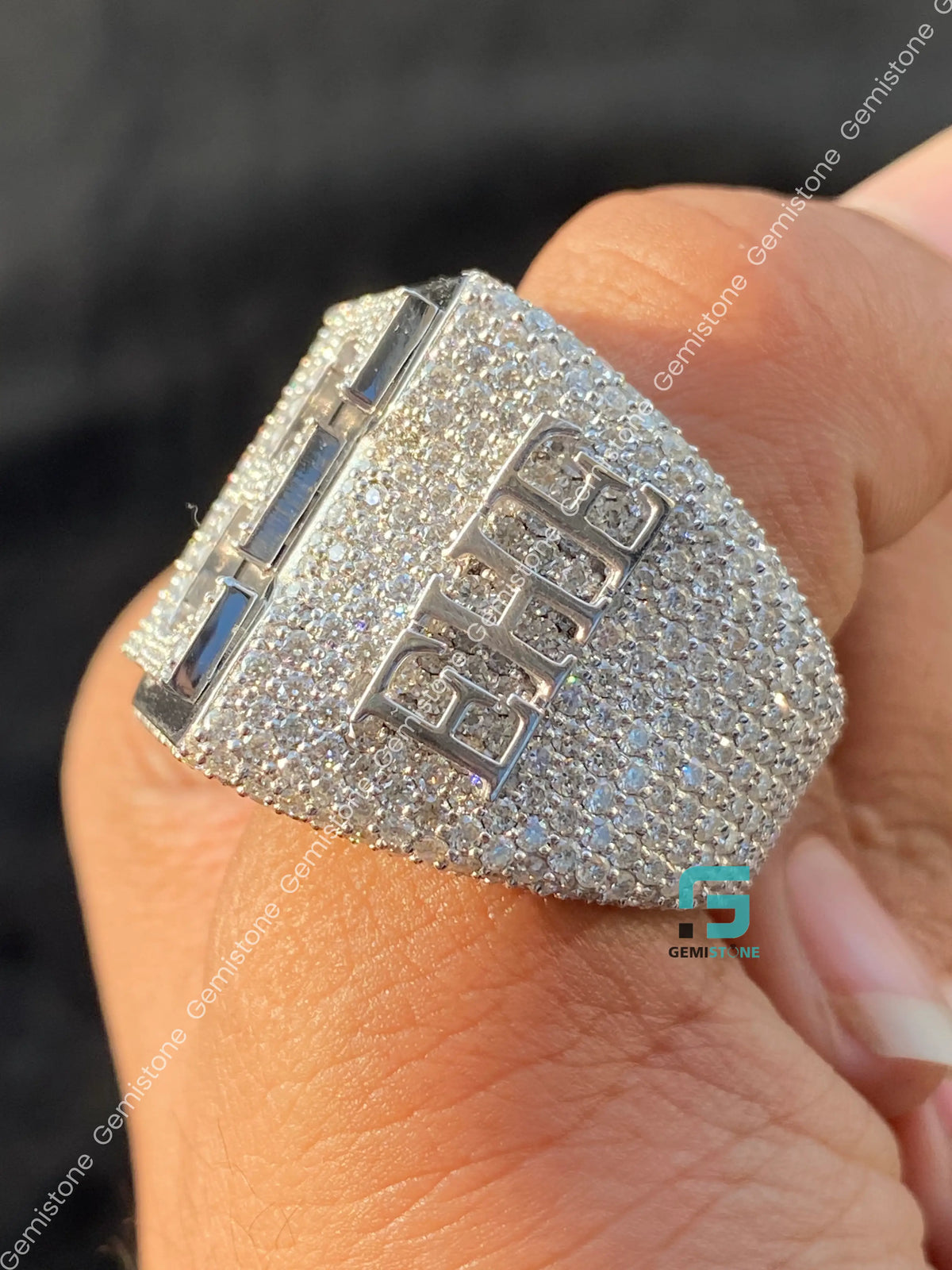 Custom Letter and Number Moissanite Iced Out Ring