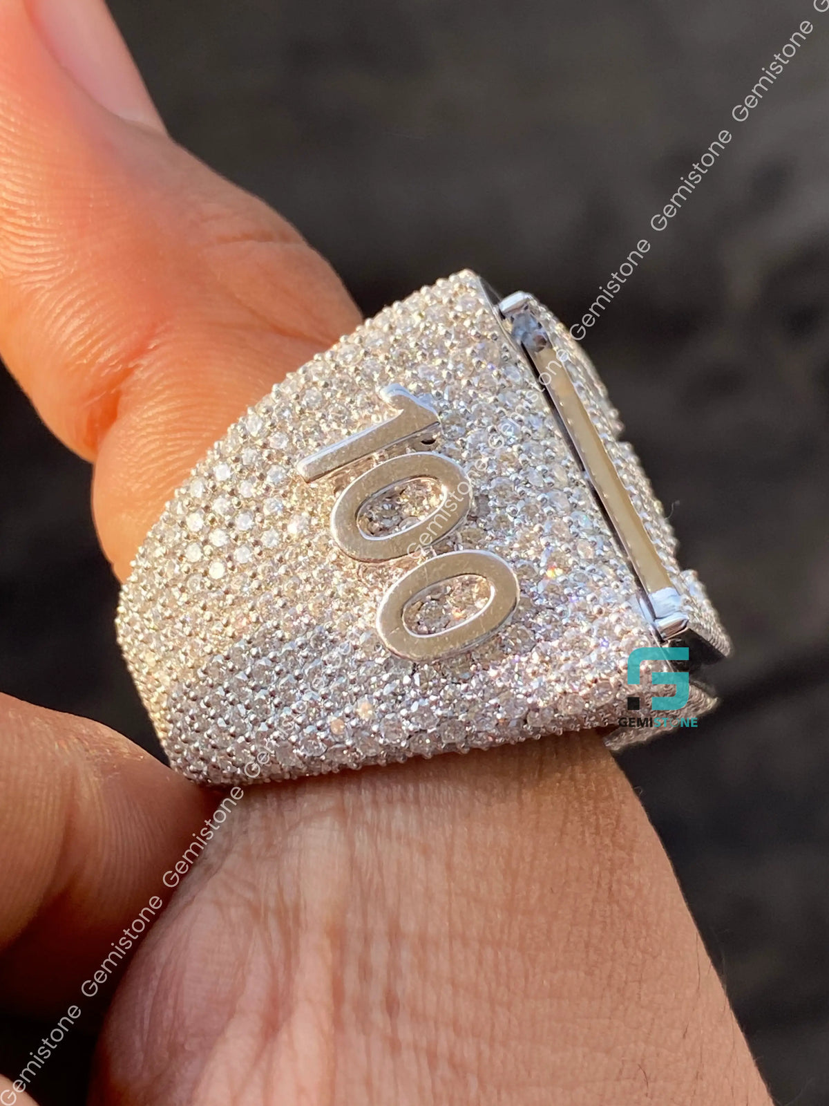 Custom Letter and Number Moissanite Iced Out Ring