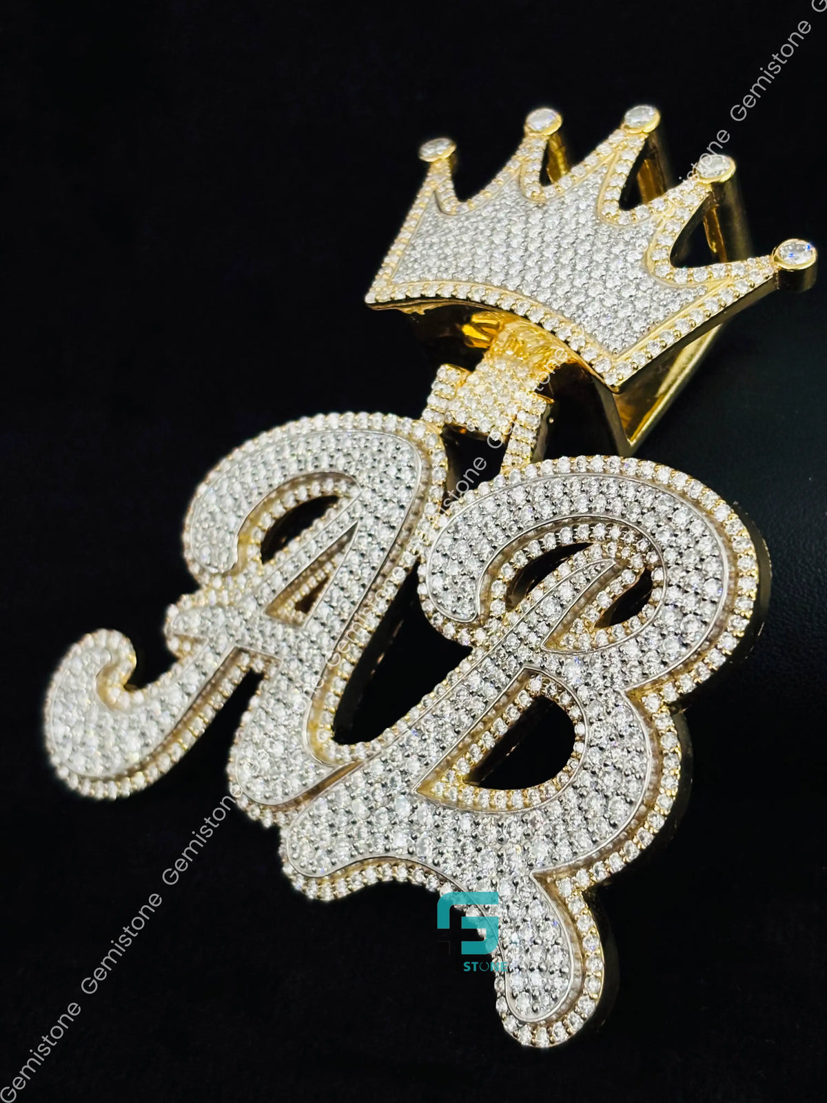 Custom Alphabet Letter Moissanite Crown Hip Hop Pendant