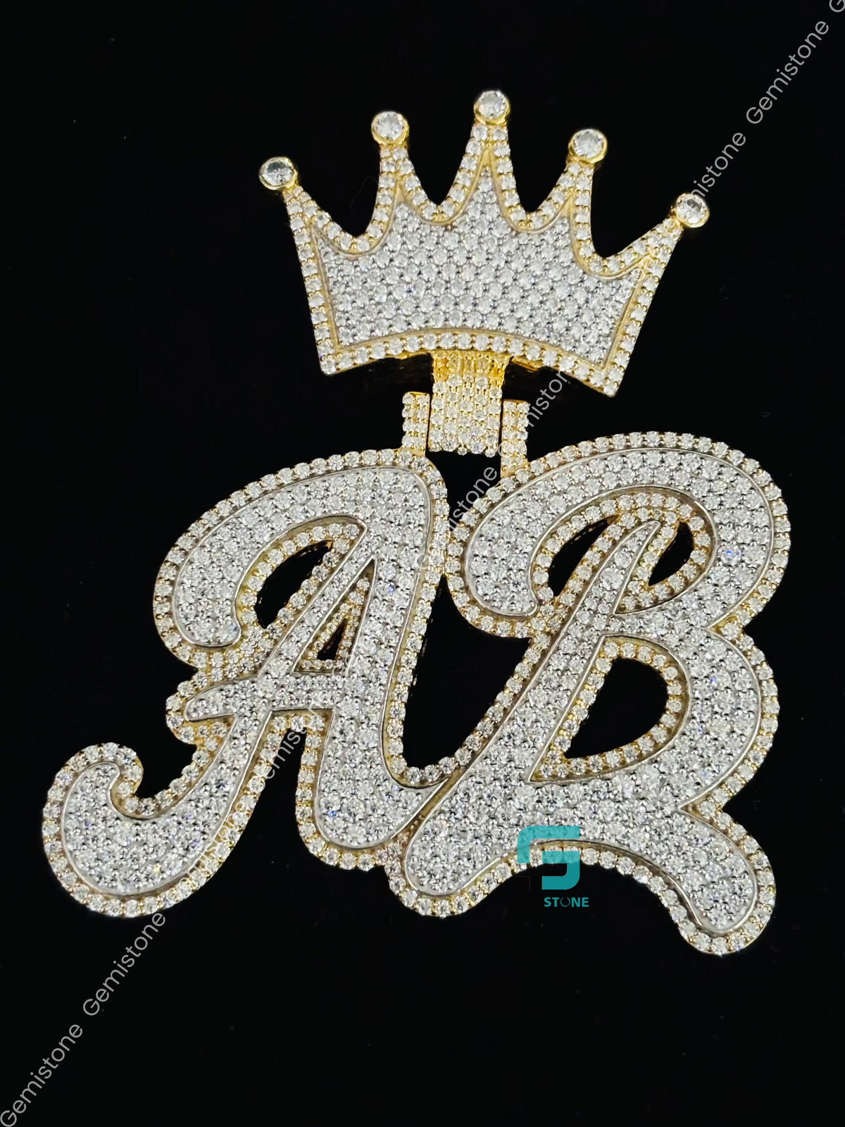 Custom Alphabet Moissanite Crown Hip Hop Pendant