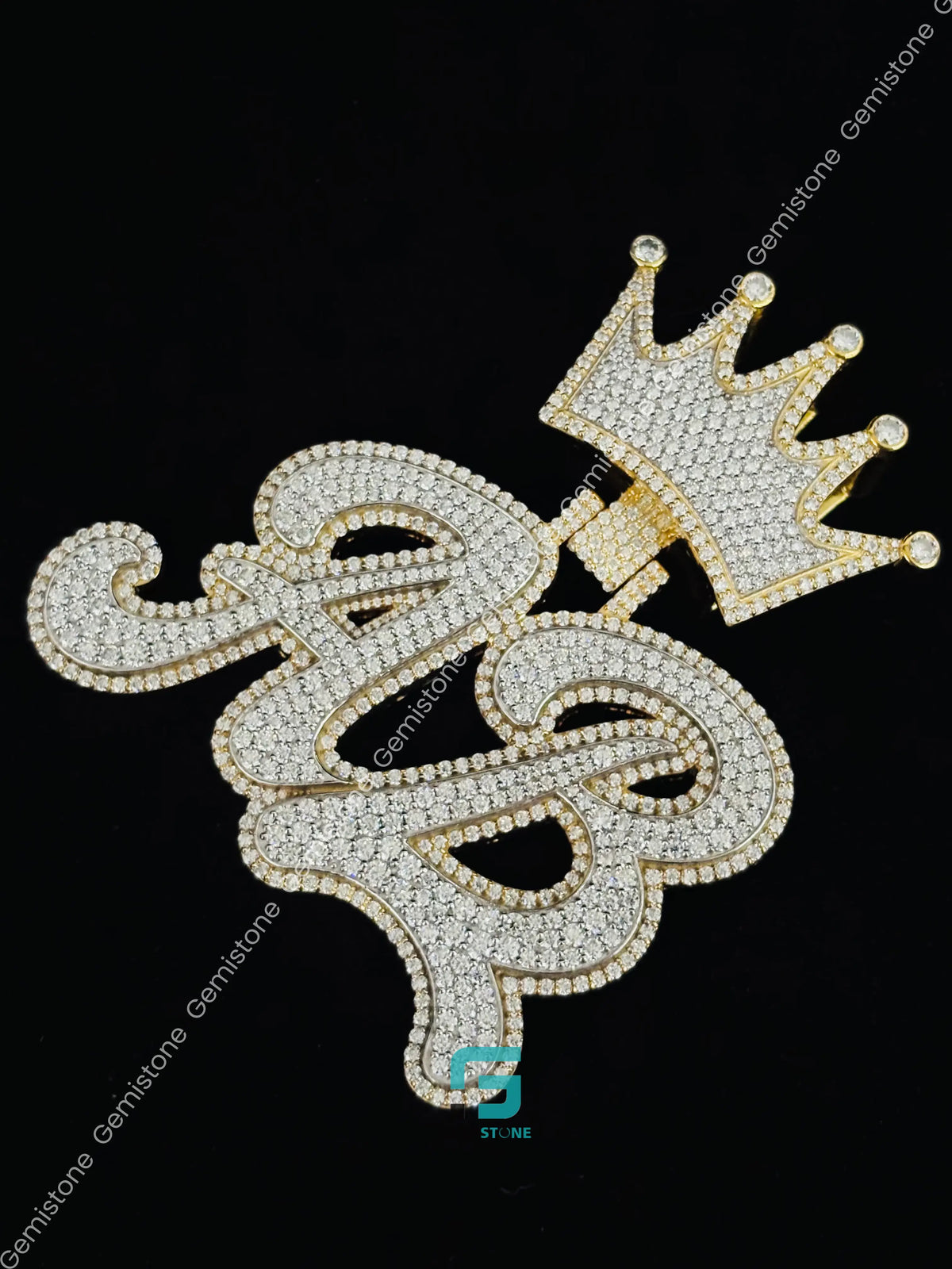 Custom Alphabet Moissanite Crown Hip Hop Pendant For Men