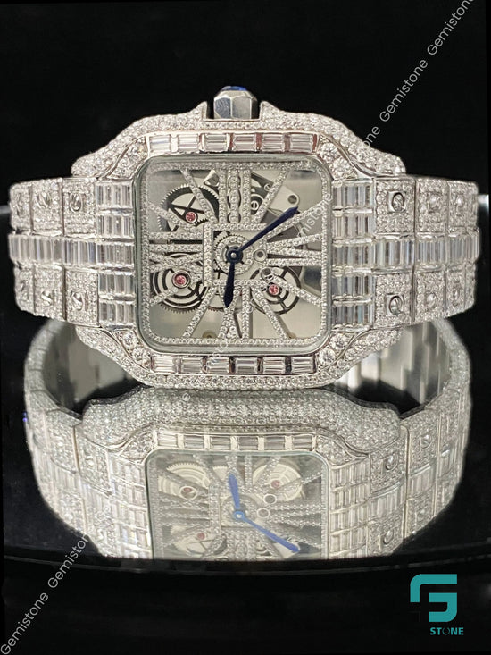 Custom Baguette Cut Moissanite Watch