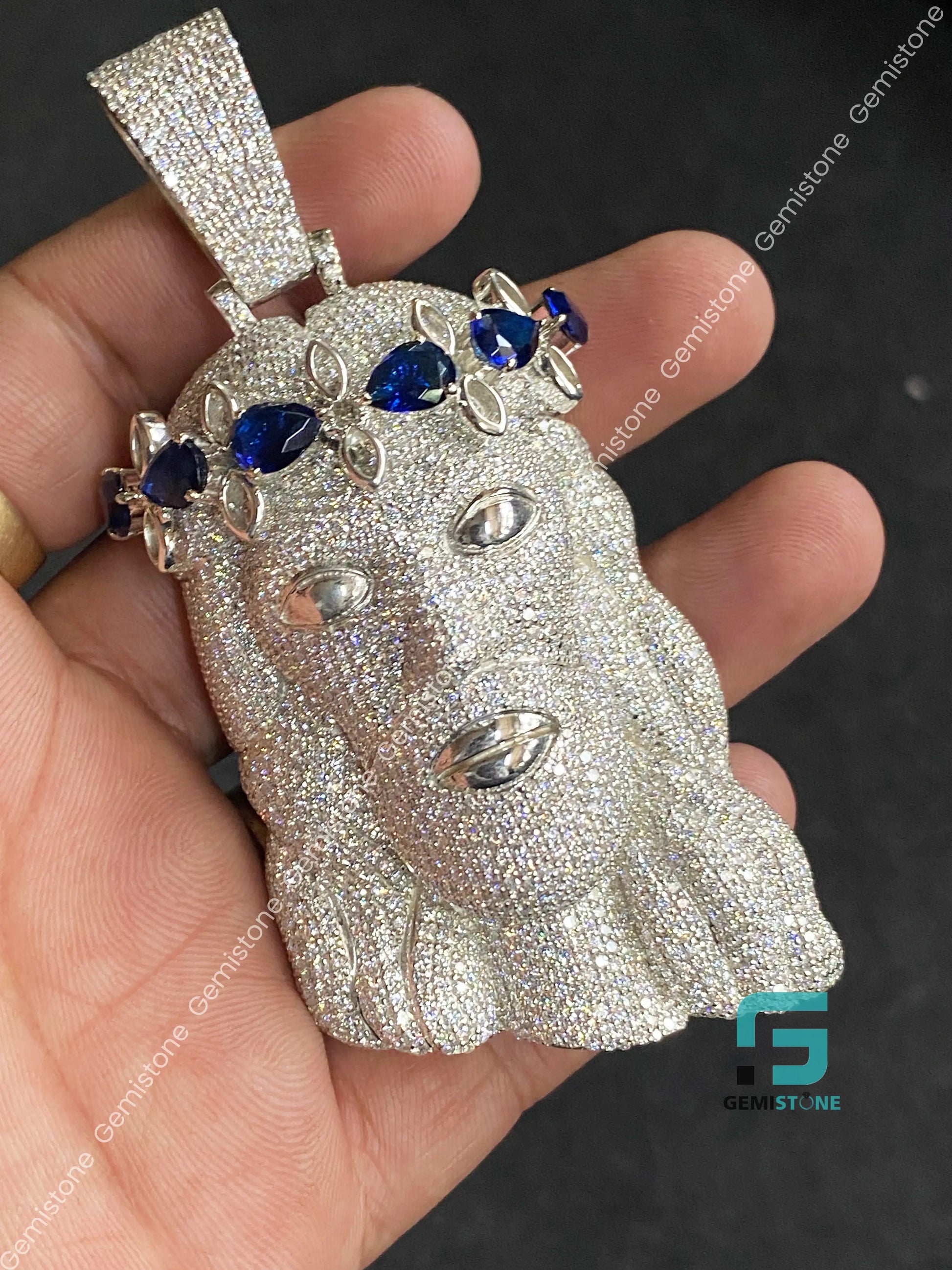 Custom Jesus Face Moissanite Pendant
