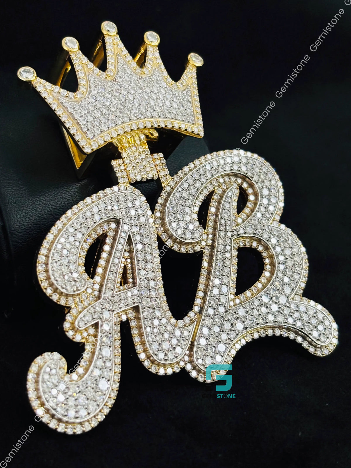 Custom Letter Moissanite Crown Hip Hop Pendant
