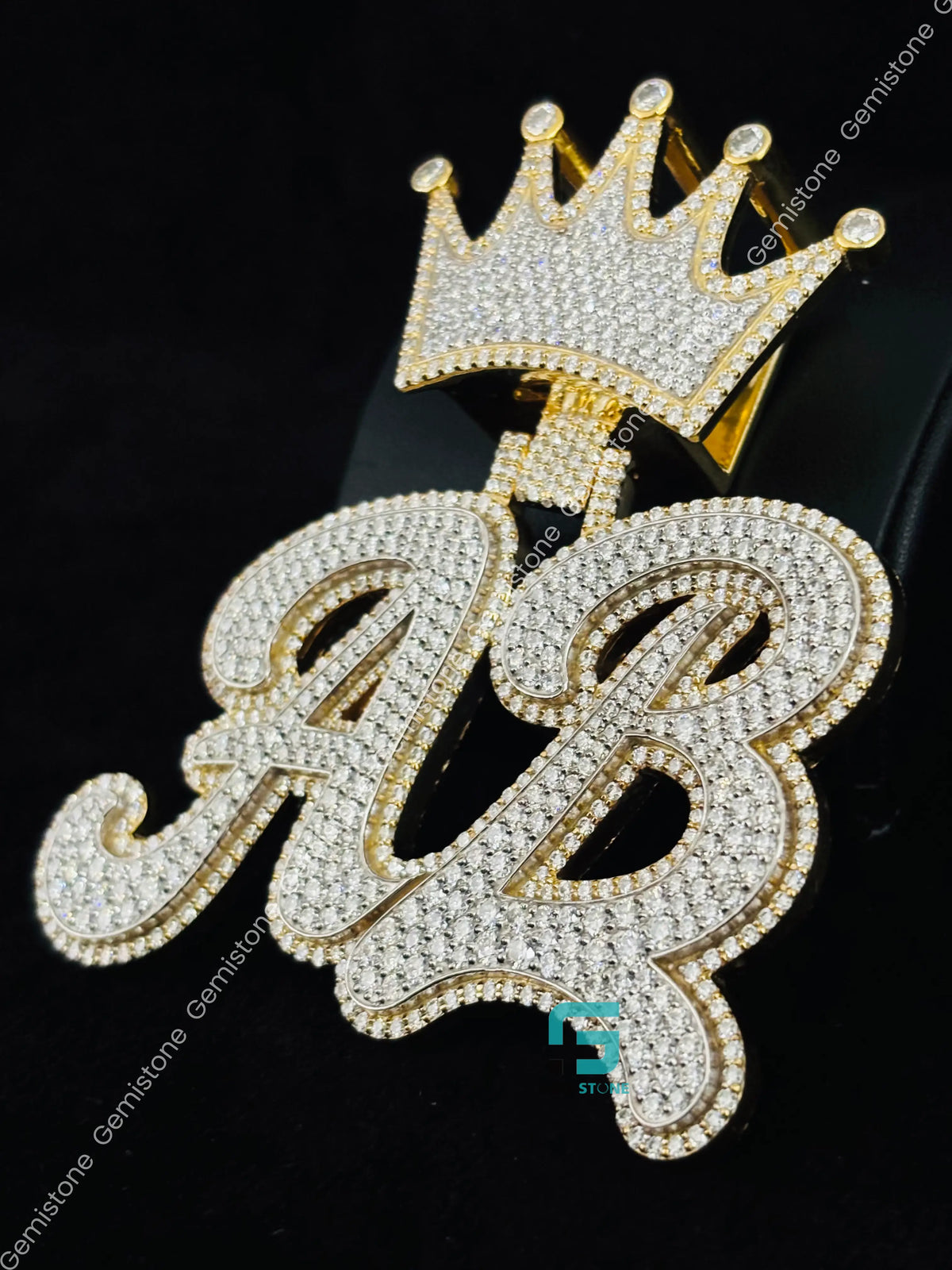 Custom Letter Moissanite Crown Hip Hop Pendant For Men