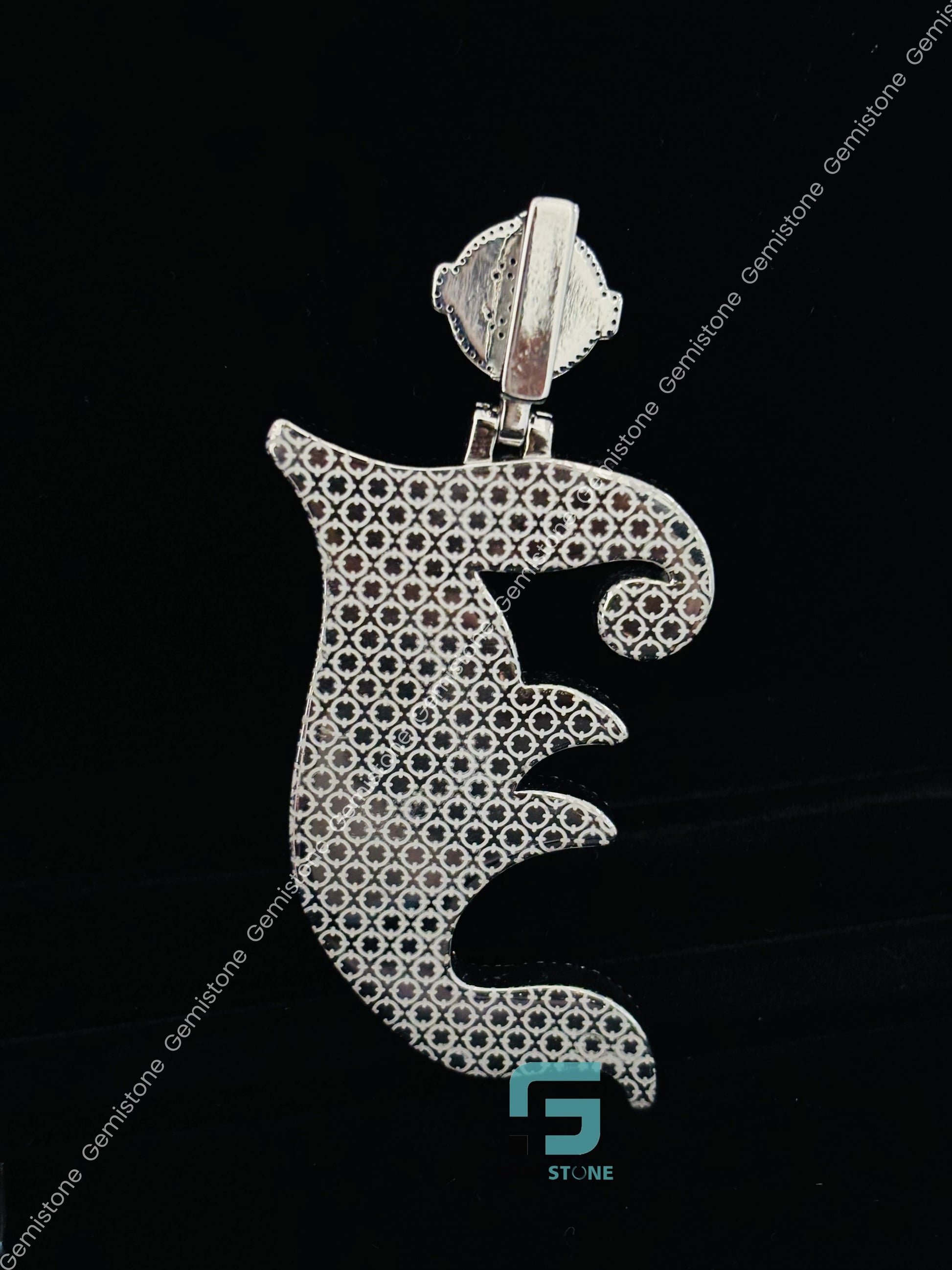 Custom Letter Moissanite Sky Blue Stone Pendant