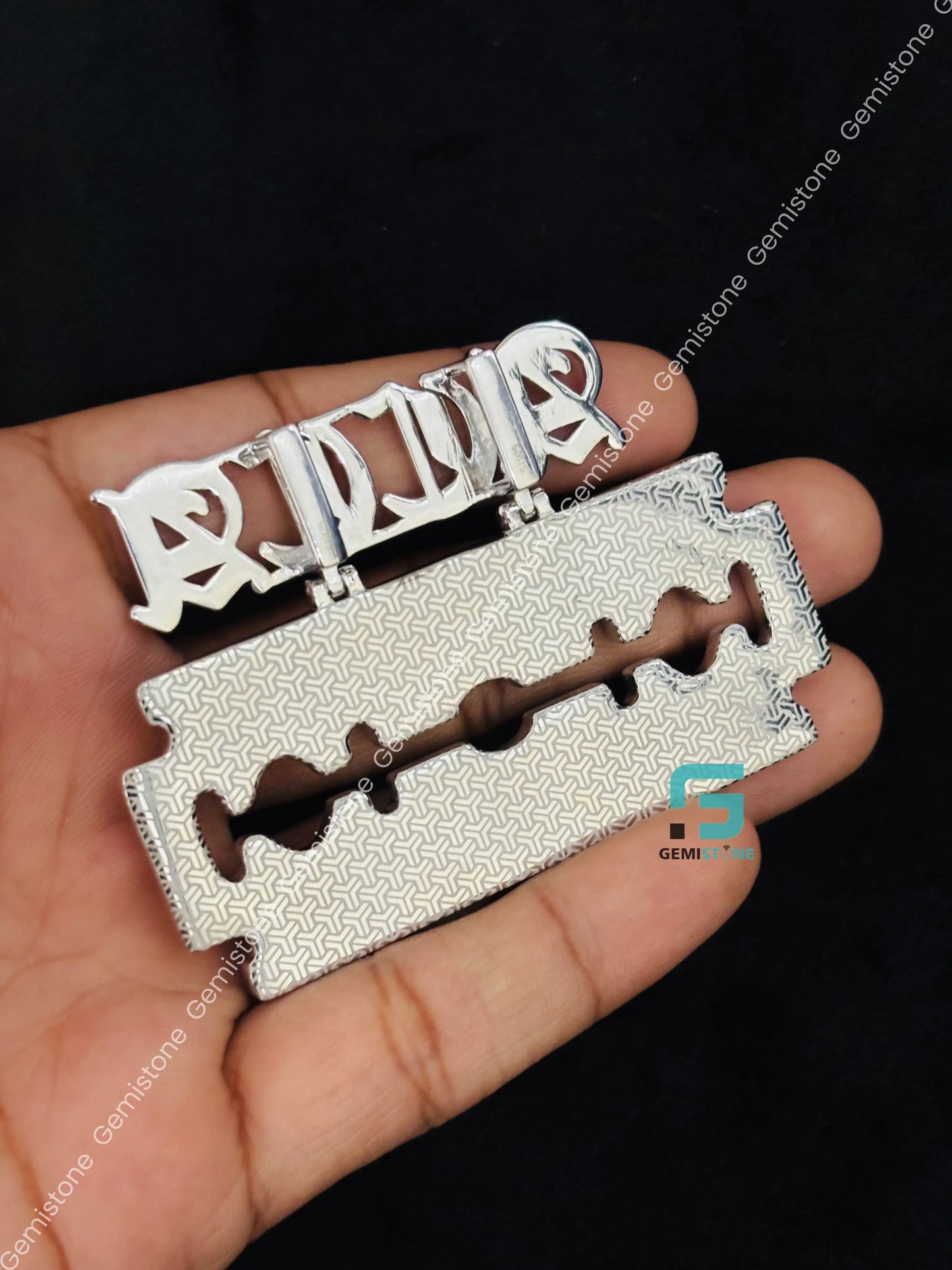 Custom Name With Razor Blade Pendant