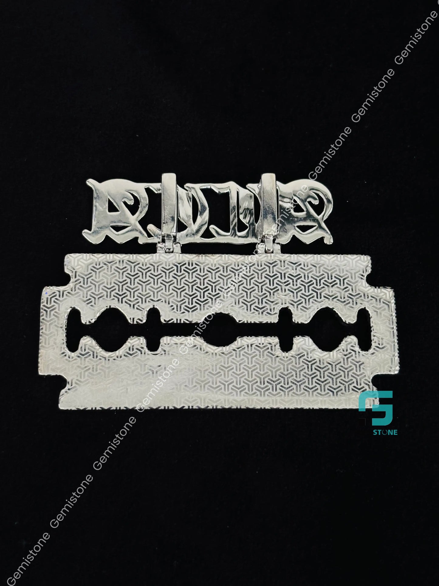 Custom Name With Razor Blade Pendant For Men