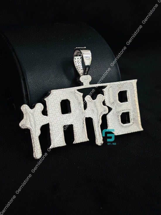 Custom name White Moissanite with Red Center Stones Hip Hop Pendant