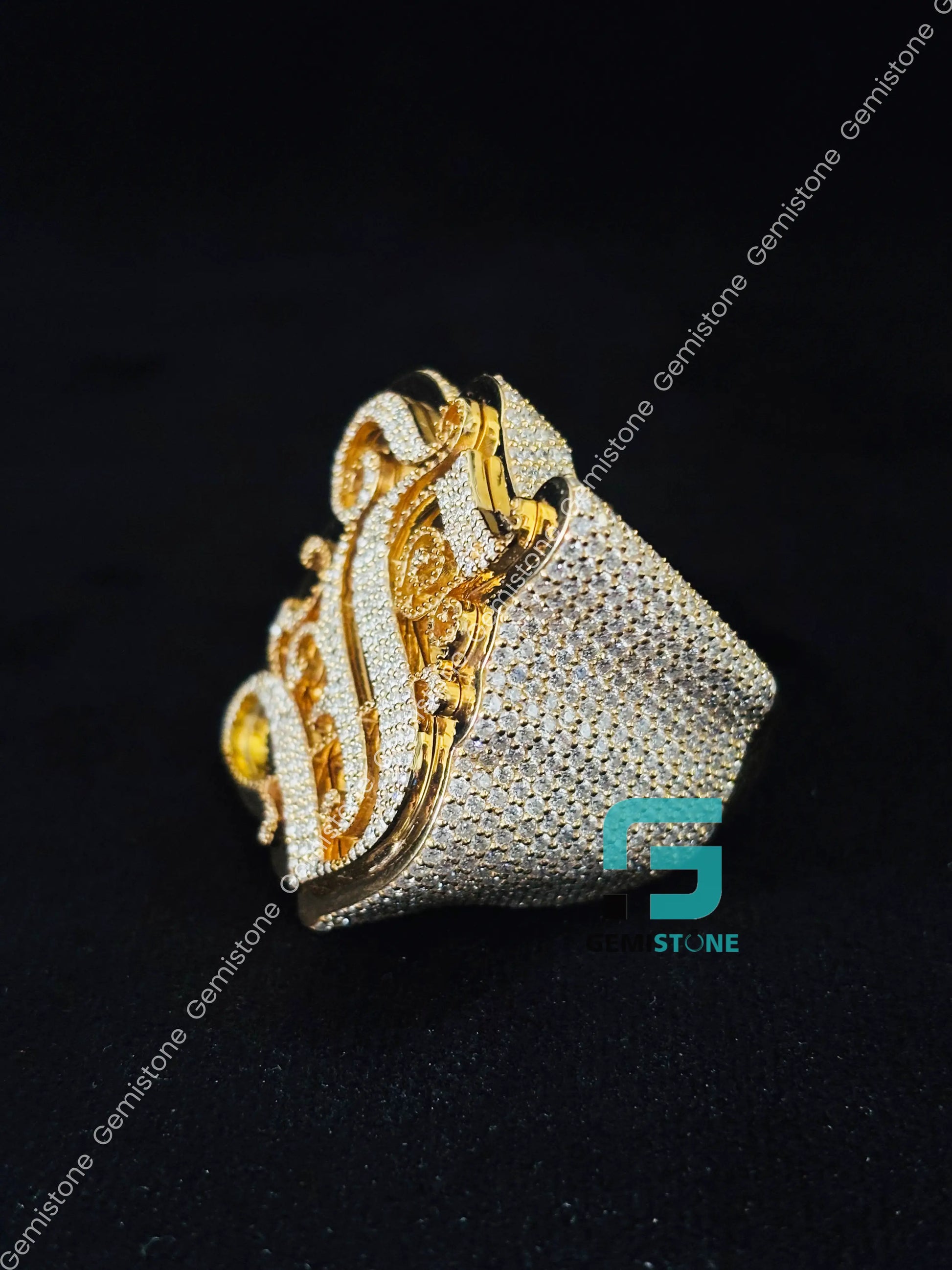 Customized Letter Moissanite Iced Out 925 Silver Ring