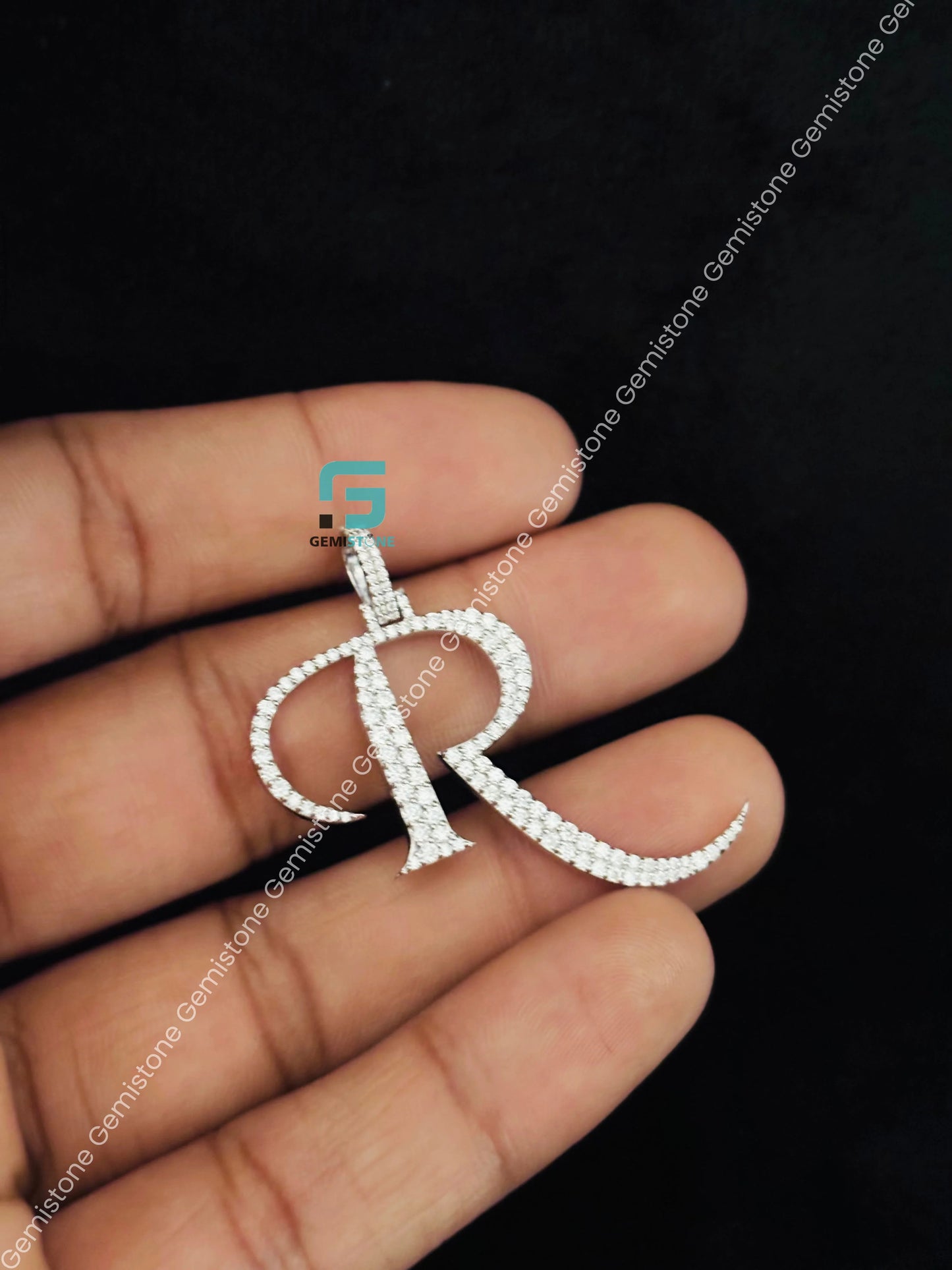 Dainty Custom Moissanite R Pendant