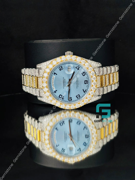 Day Date Moissanite Studded Iced Out Watch