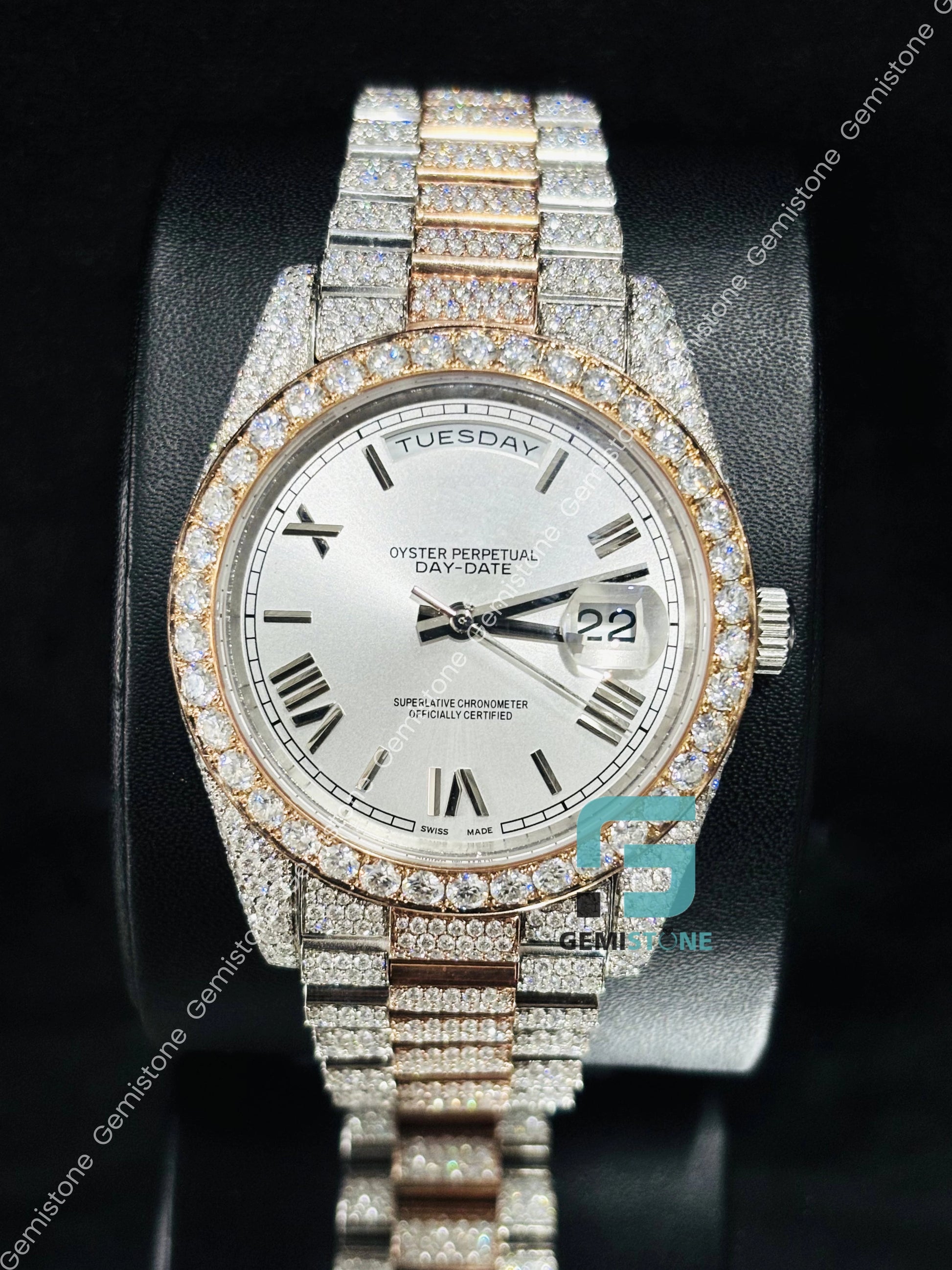Day Date Moissanite Two Tone Hip Hop Watch For Him
