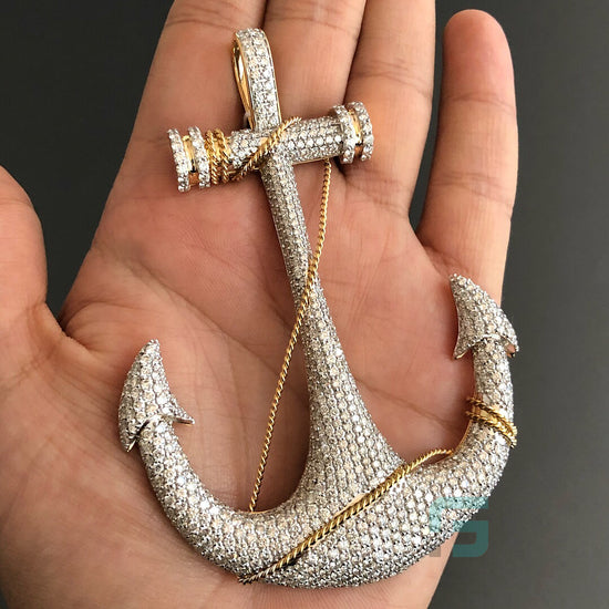 Big Iced Out Moissanite Diamond Anchor Pendant