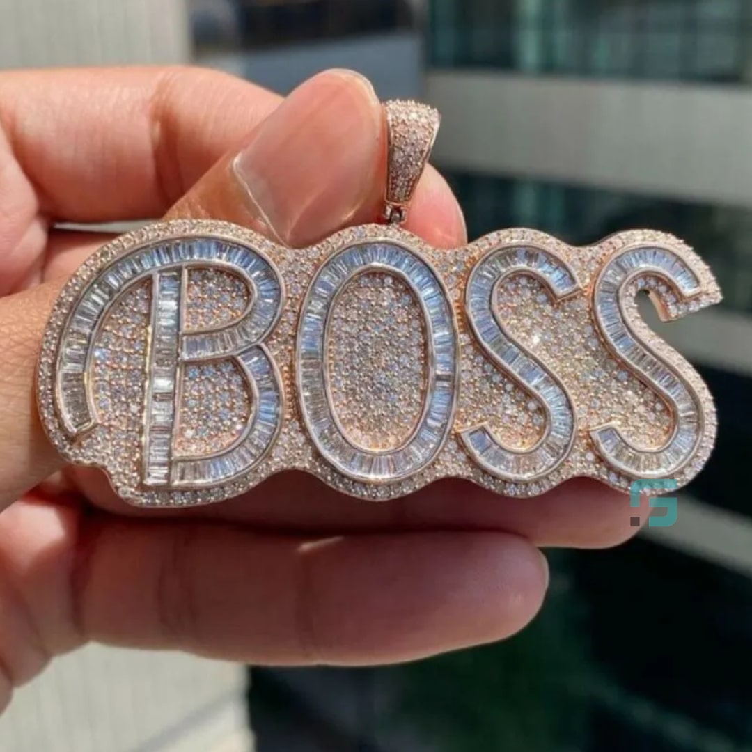 Iced Out Moissanite Custom Name Boss Pendant