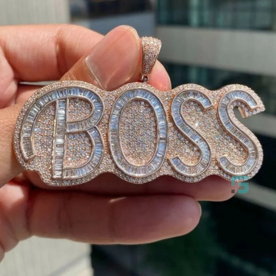 Iced Out Moissanite Custom Name Boss Pendant