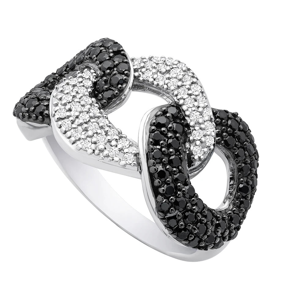Alternate Black & White Moissanite BIG Cuban Link Ring