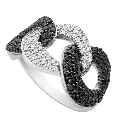 Alternate Black & White Moissanite BIG Cuban Link Ring