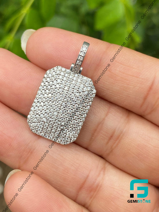 Iced Out Moissanite Diamond Dog Tag Pendant