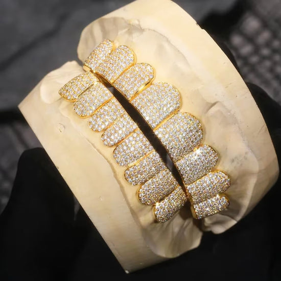8 On 8 On Custom 925 Silver Real Moissanite Diamond Grillz