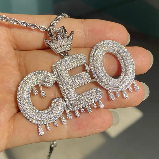 VVS Moissanite Iced Out Custom Letter CEO Pendant Men's