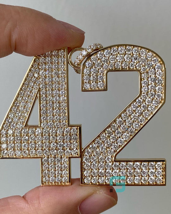 Custom Number "42" Iced Moissanite Diamond Pendant