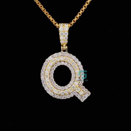 Stunning Round Cut VVS Moissanite Diamond Q Initial Pendant