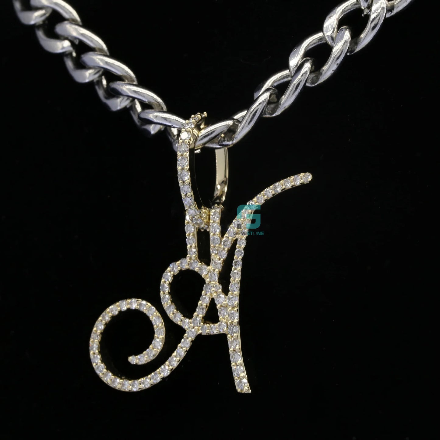 1.20 CTW Round Cut Moissanite Hip Hop Letter A Pendant