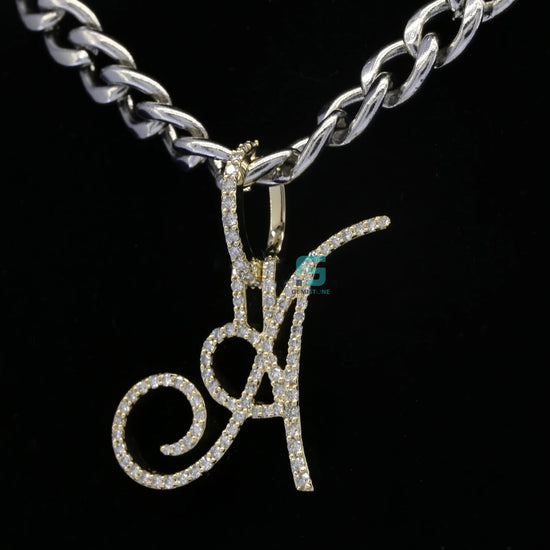 1.20 CTW Round Cut Moissanite Hip Hop Letter A Pendant