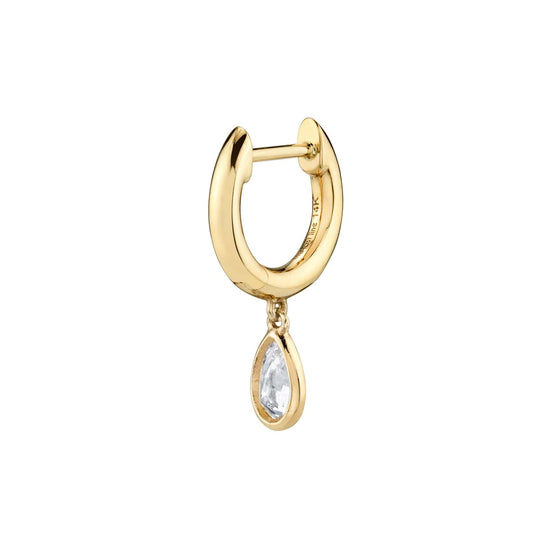 Diamond Solitaire Teardrop Huggie Earrings