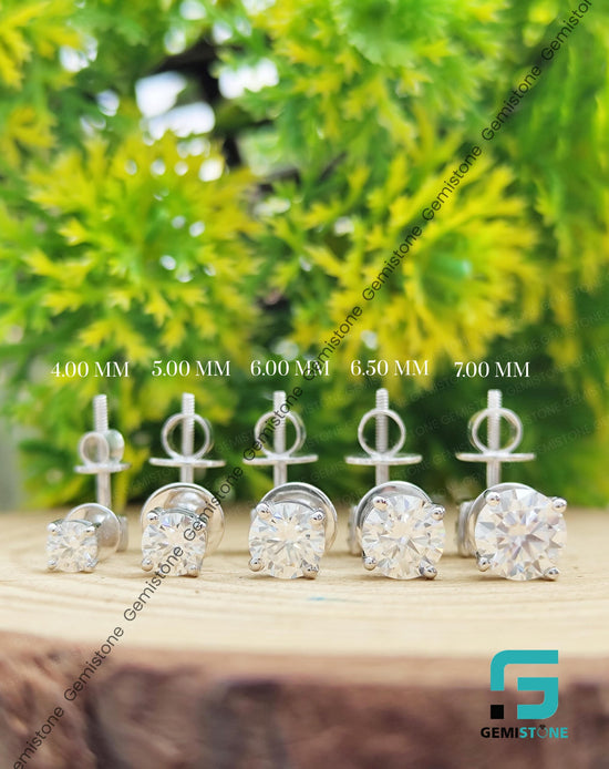4mm/ 5mm/ 6mm/ 6.50mm/ 7mm Round Cut Moissanite Studs Earrings