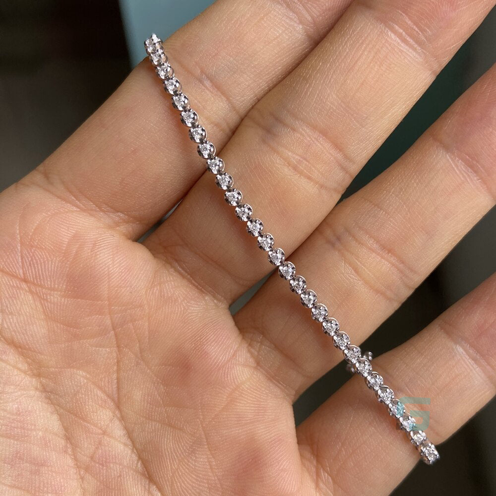 Round Cut Moissanite 2mm Tennis Bracelet | Minimalist Tennis Bracelet