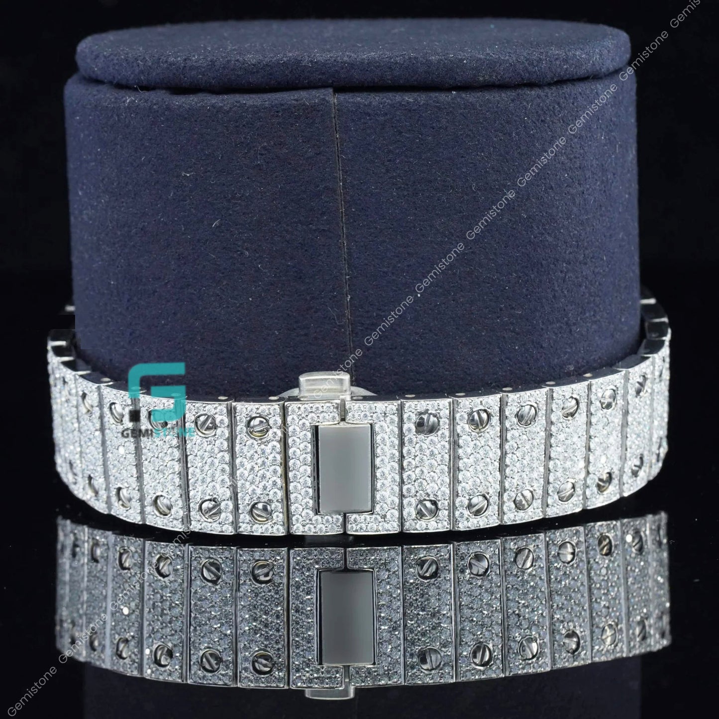 Men's Blue Dial VVS Moissanite Hip Hop Rapper Watch