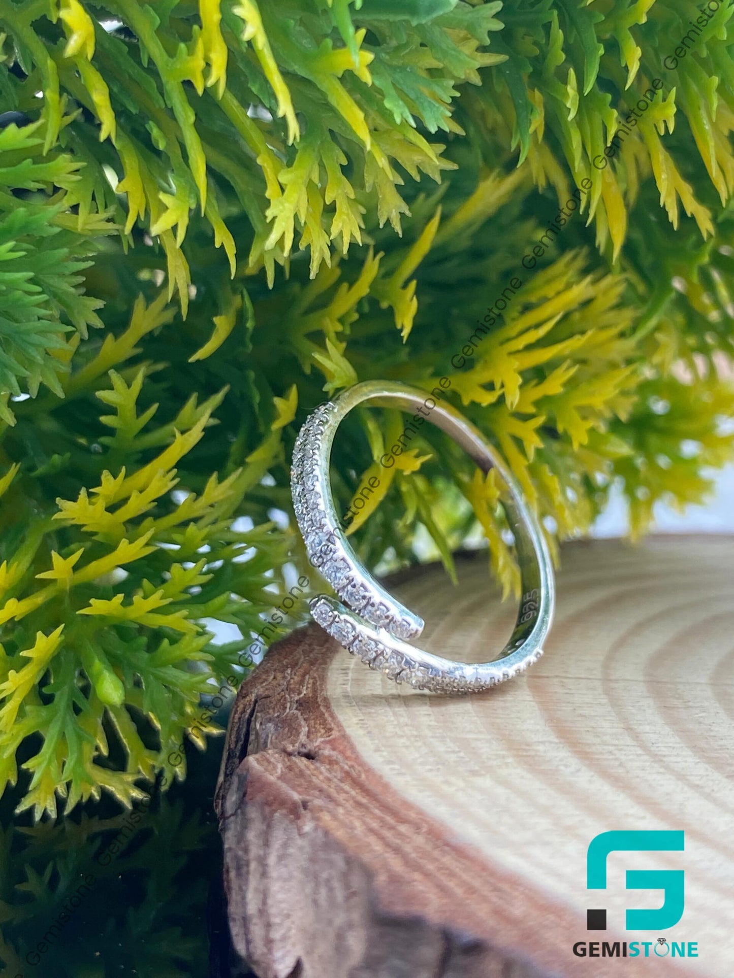 Round Cut Moissanite Open Cuff Wedding Band | Wrap Open Diamond Ring