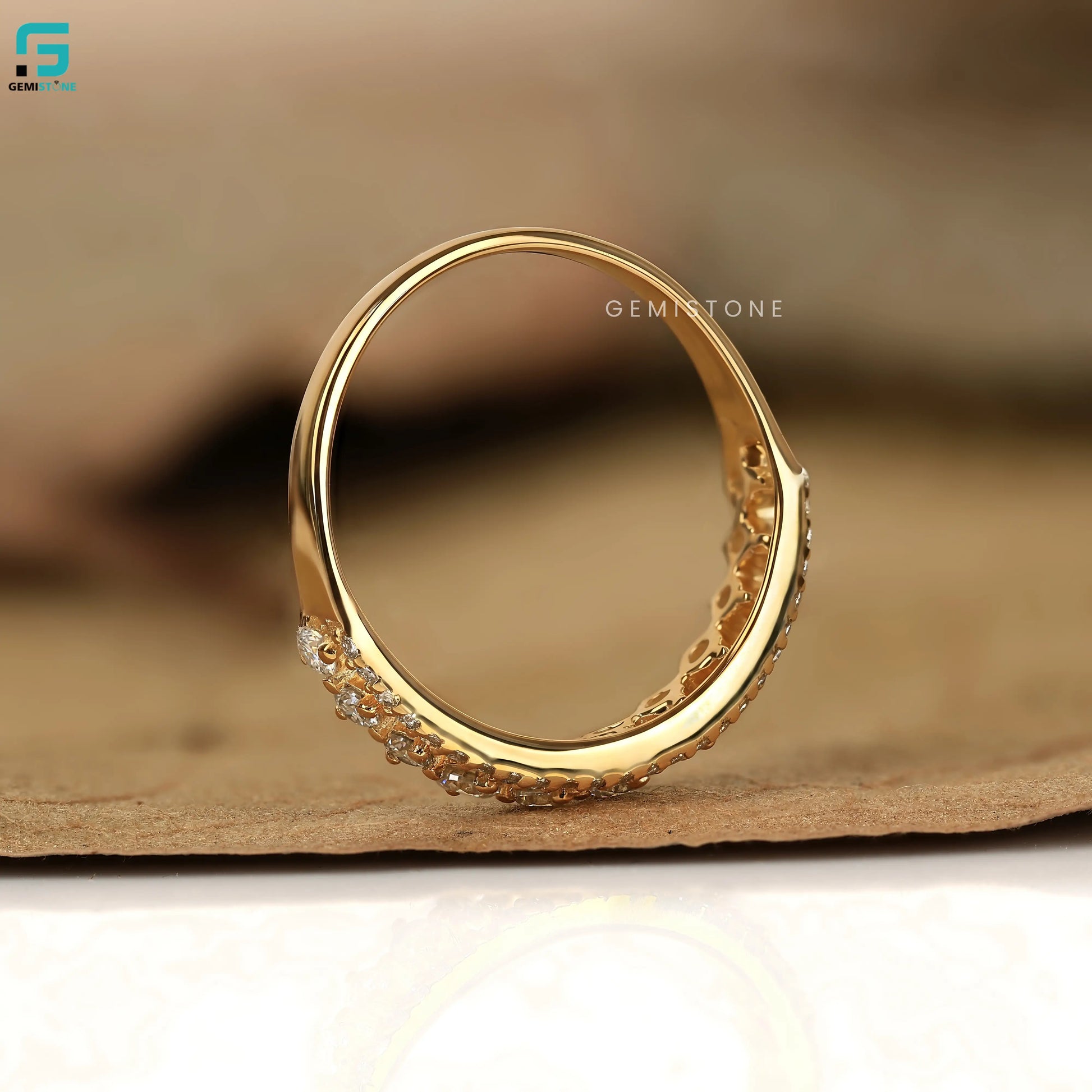 Double Pave Stacking Lab Diamond Band For Women