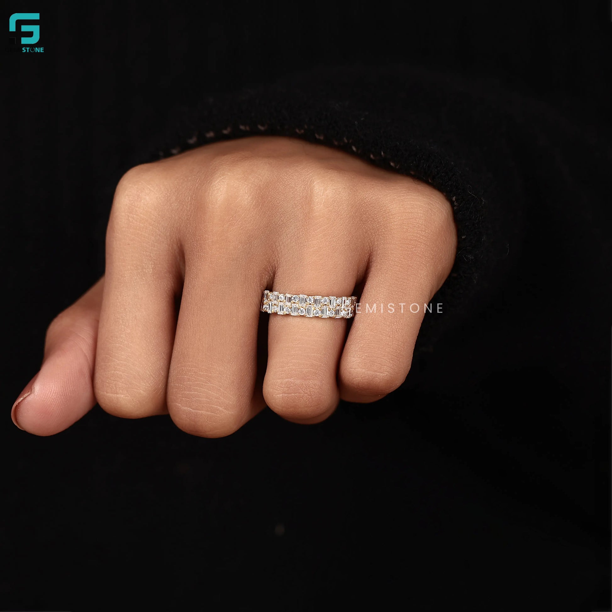 Double Row LAb Diamond Matching Band