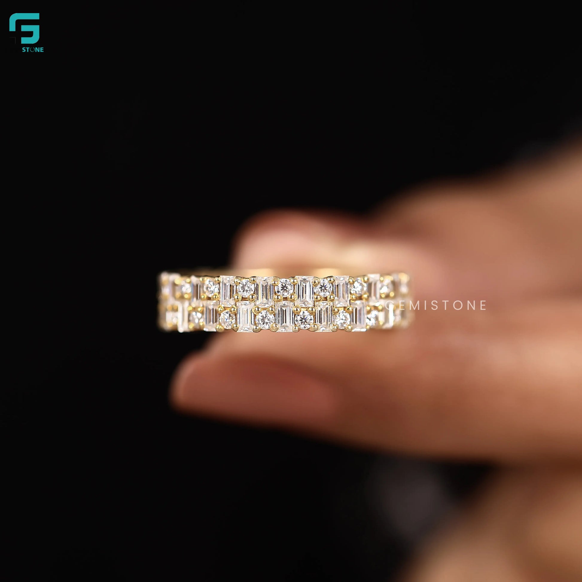 Double Row LAb Diamond Matching Band For Women